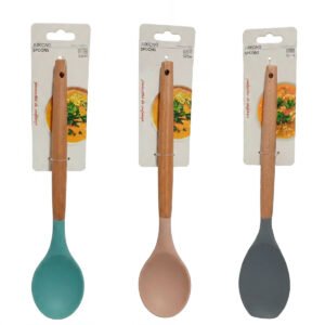 CUCHARA DE SILICONA CON MANGO DE MADERA