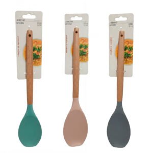 CUCHARA DE SILICONA CON MANGO DE MADERA