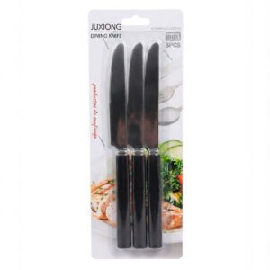 CUCHILLO 3 PIEZAS MANGO PLASTICO NEGRO
