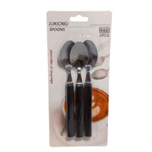 CUCHARA 3 PIEZAS MANGO PLASTICO NEGRO