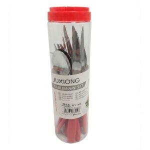 SET DE CUBIERTOS MANGO PLASTICO ROJO