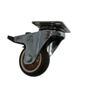 RUEDA GIRATORIA CON BASE PLANA Y FRENO