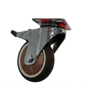RUEDA GIRATORIA CON BASE PLANA Y FRENO