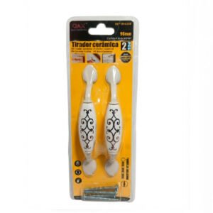 TIRADOR CERÁMICO ESTILO EUROPEO 96MM BLANCO 2PZ