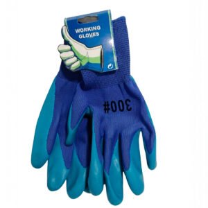GUANTE DE HILO AZUL CON GOMA