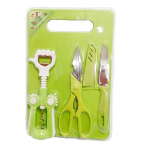 SET TABLA DE COCINA, TIJERA, DESTAPADOR Y CUCHILLA