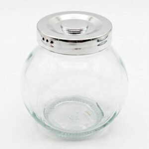 FRASCO CON TAPA PLATEADA DE VIDRIO PLANO 280ML