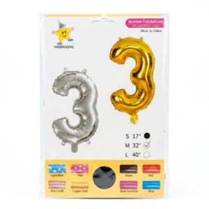 GLOBO INFLABLE N°3 - 32'' PLATEADO