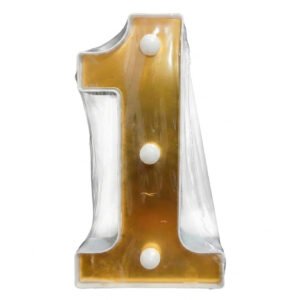 NUMERO "1" 16CM DORADO CON LUZ LED